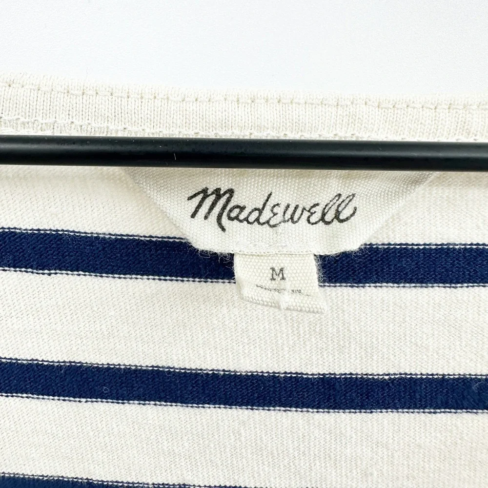 Madewell Relaxed Tee Dress in Yorktown Stripe Nautical in NavyCream Size‎ M